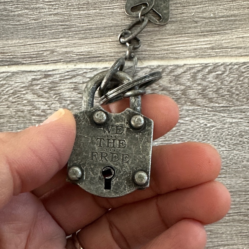 We the free silver Lock and Key Chain - Picture 9 of 10